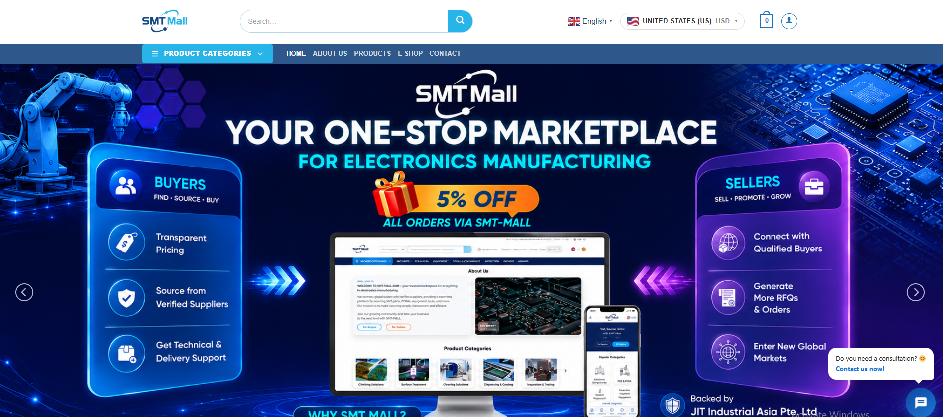 SMT-Mall - Marketplace B2B Thiết Bị & Vật Tư Ngành Điện Tử Công Nghiệp