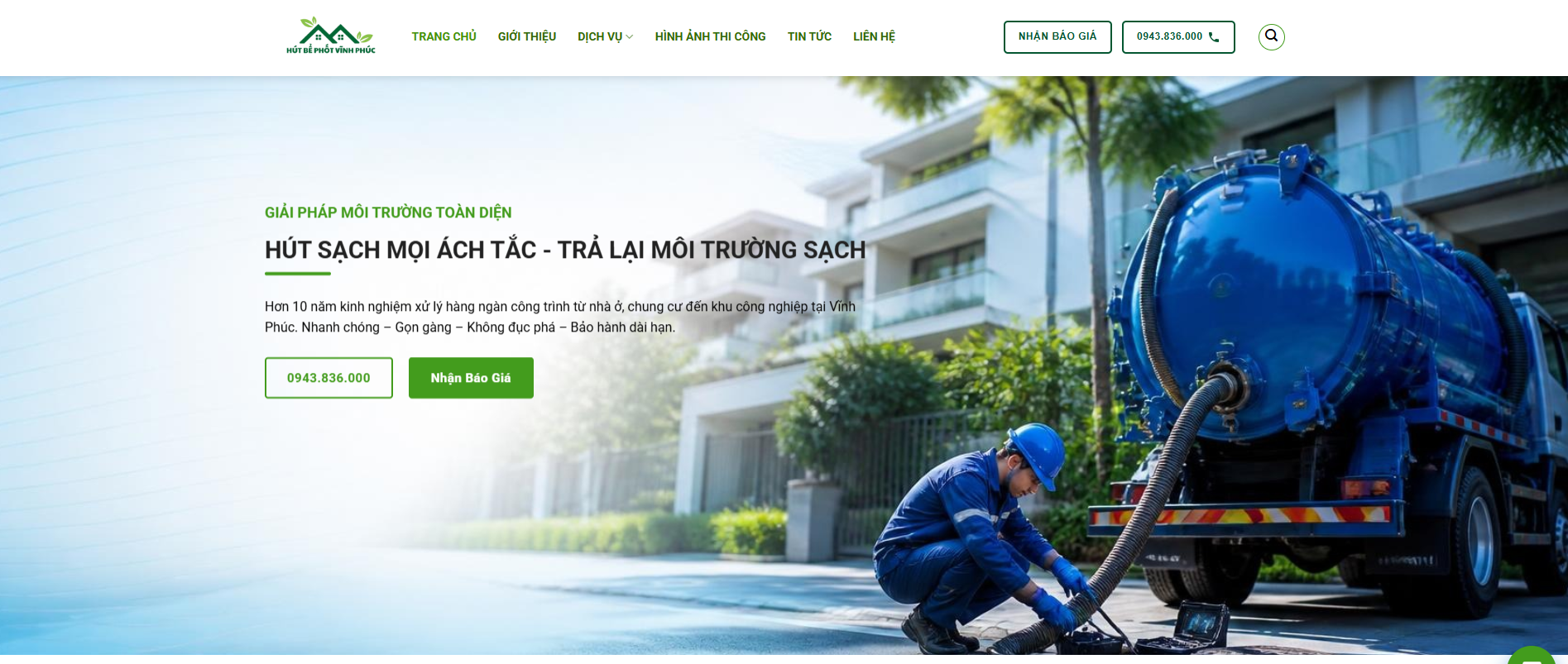 Hút Bể Phốt Vĩnh Phúc - Website Dịch Vụ Vệ Sinh Môi Trường Local SEO